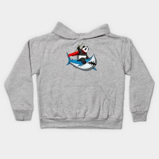 Panda Bear Riding Shark Kids Hoodie